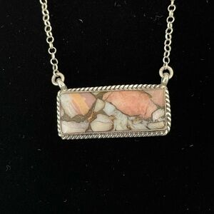 Pink Peruvian Opal Bar Necklace